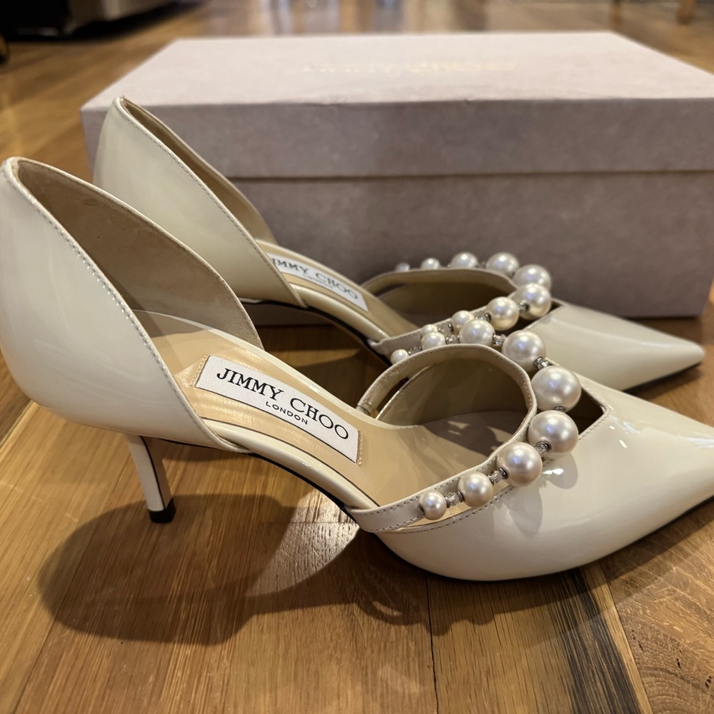 Jimmy Choo Cream Pearl Aurelie 65mm - Picture 2 of 9